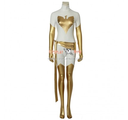X-Men Cosplay Costume White Phoenix Costume Slim fit Gold and White Jumpsuit 