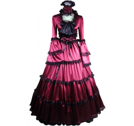 Victorian Lolita Southern Belle Satin Gothic Lolita Dress Red