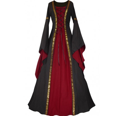 Carnival Renaissance Medieval Antique Anna Schwarz-Bordeaux Red Lolita Dress Robe 