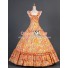 Victorian Southern Belle Ball Gown Reenactment Orange Floral Lolita Dress Costume