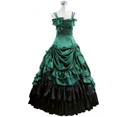 Southern Belle Lolita Ball Gown Prom Green Satin Dress
