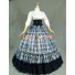Victorian Gothic Ball Gown Reenactment Stage Punk Blue Tartan Lolita Dress Costume