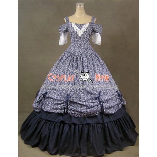 Southern Belle Civil War Ball Gown Prom Floral Cotton Dress