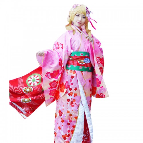 Puella Magi Madoka Magica Cosplay Tomoe Mami Kimono Costume