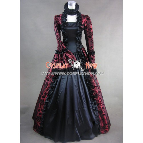 Victorian Lolita Georgian Reenactment Gothic Dress Red