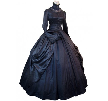 Victorian Gothic Lolita Brocade Black Dress Ball Gown Prom